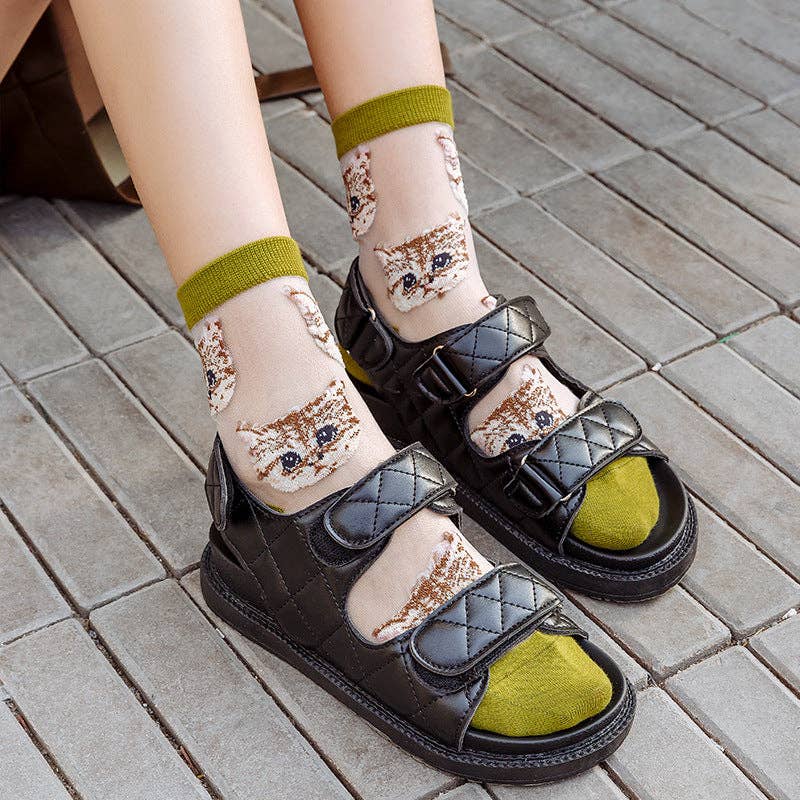 Rufia - 6 Pairs Cat Mesh Socks for Women
