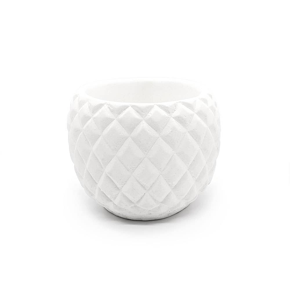 Pineapple Pottery Planter | 3" White Cement Succulent Pot