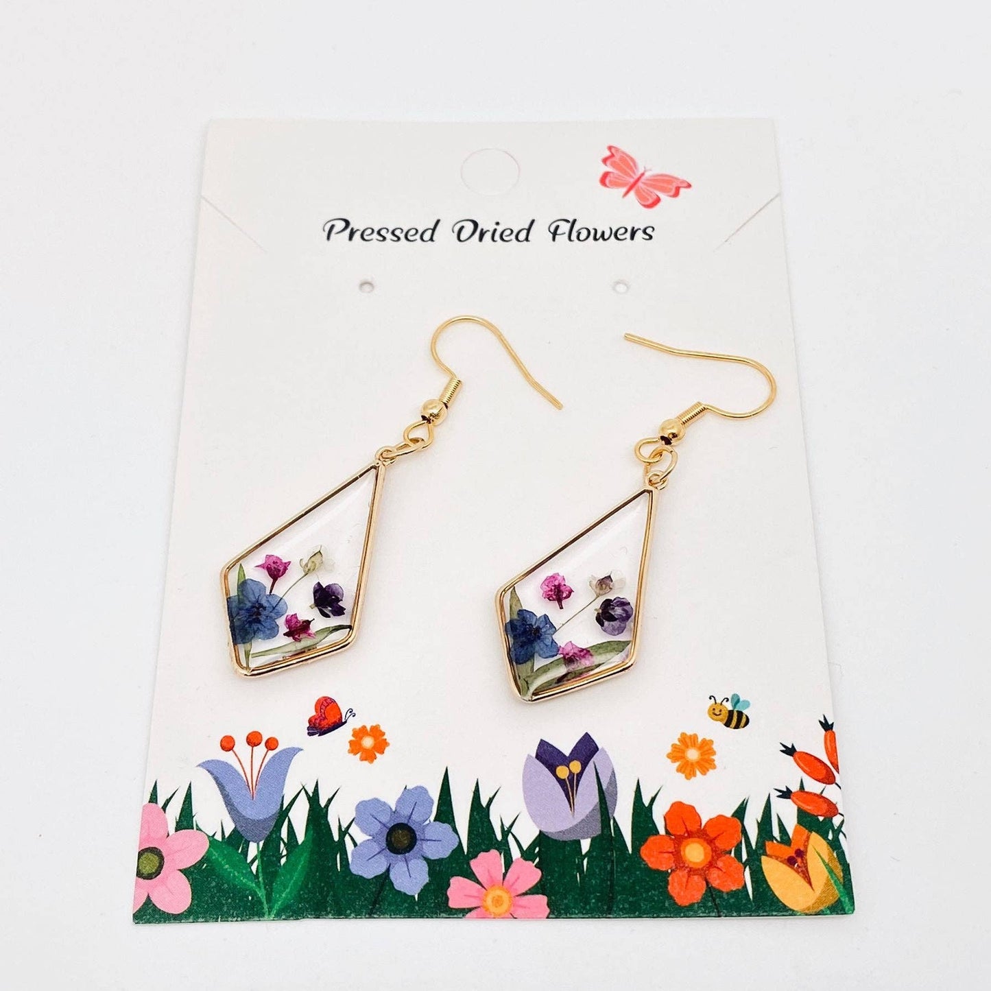 Forget-me-not & Baby's Breath Drie Flowers Earrings - PDF