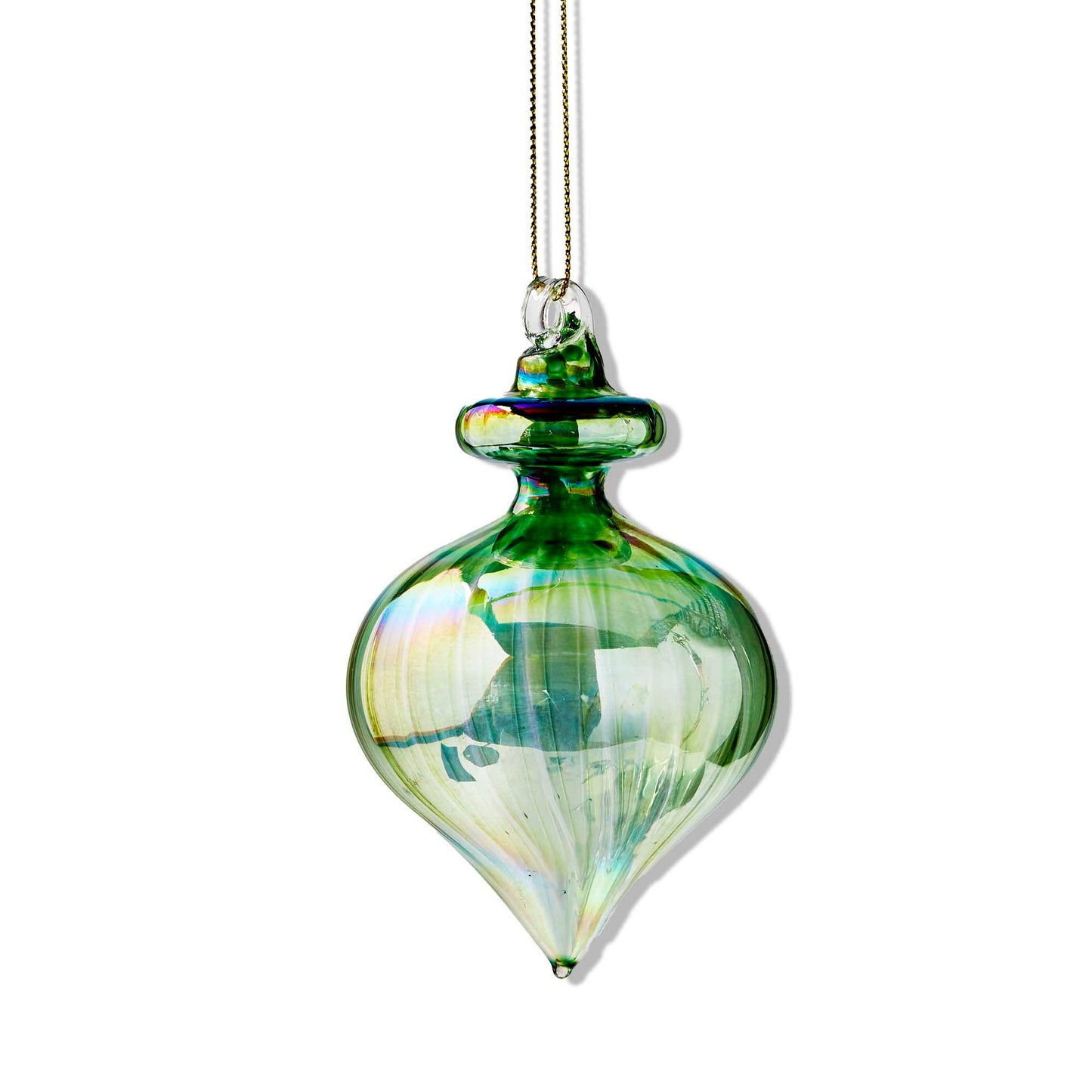 Iridescent Optic Glass Ornament Green
