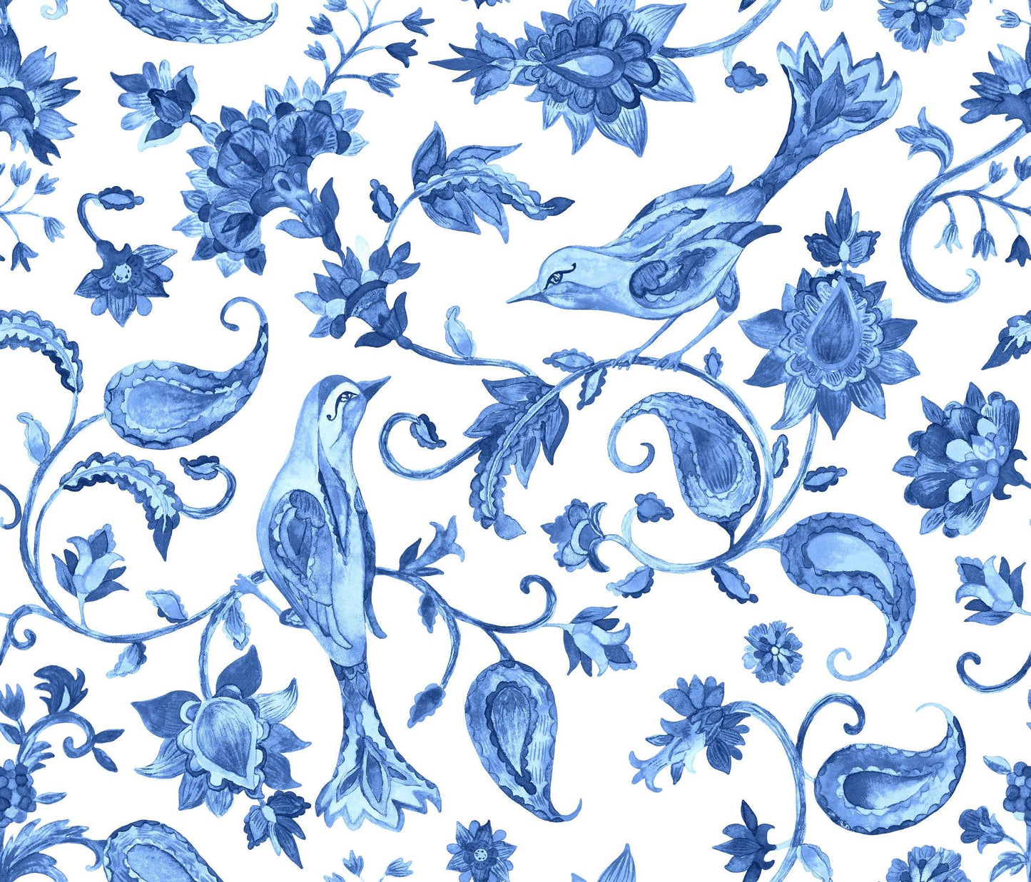 Blue and White Tile Transferware Birds Swedish Dishcloth