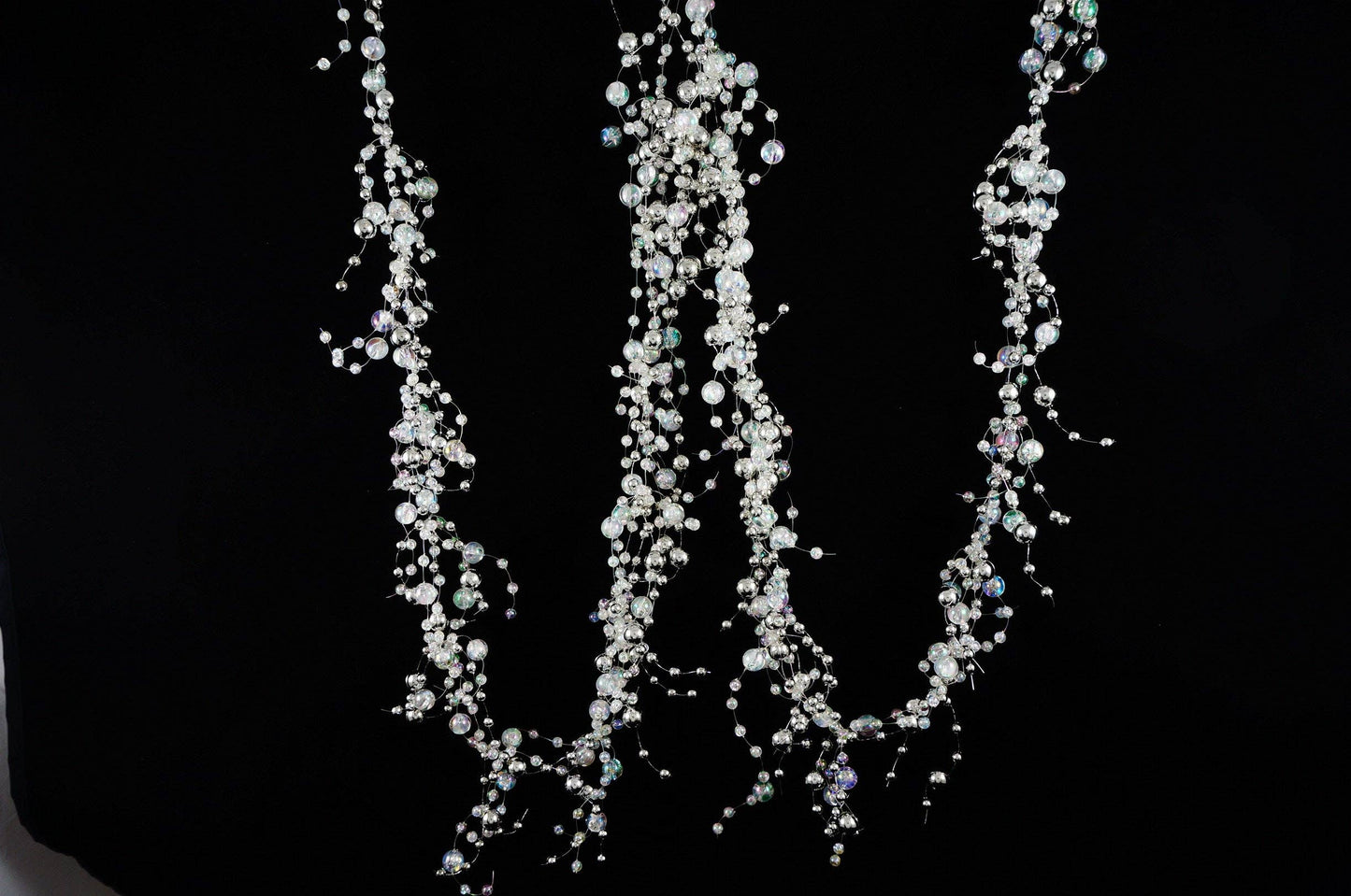 6' Iridescent Silver Loose Bead Garland