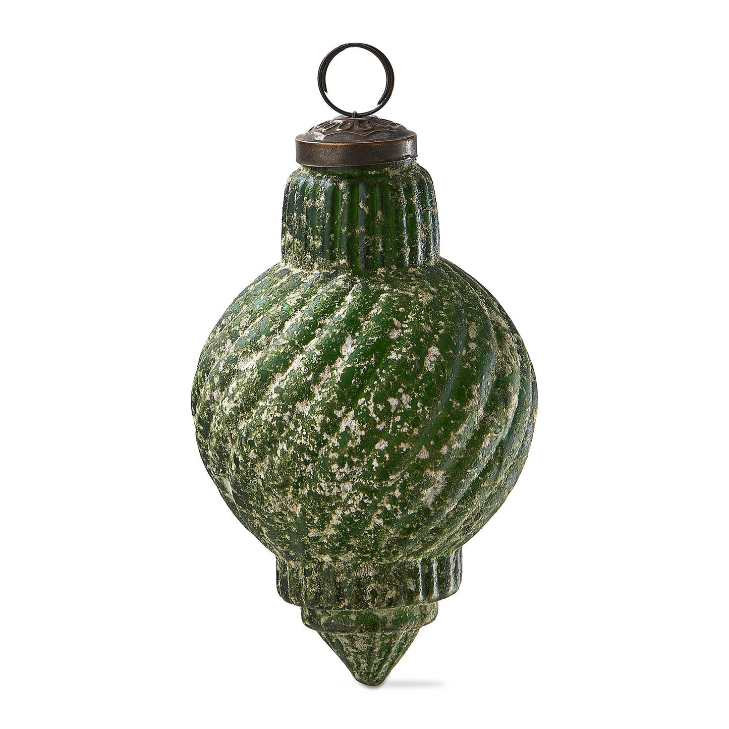 SALE Antiqued Swirl Christmas Ornament 4.5 In - Green