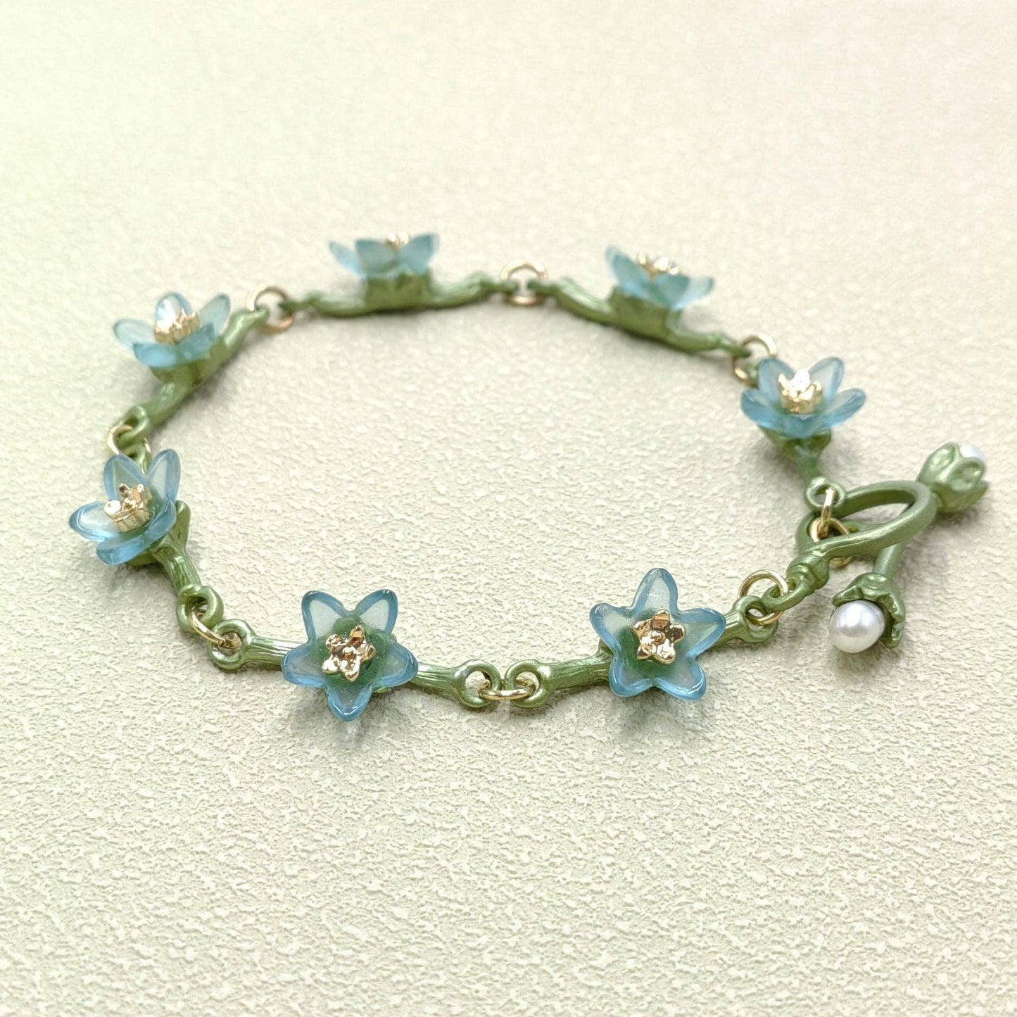 Vintage Forget-me-not Flower Linked Bracelet