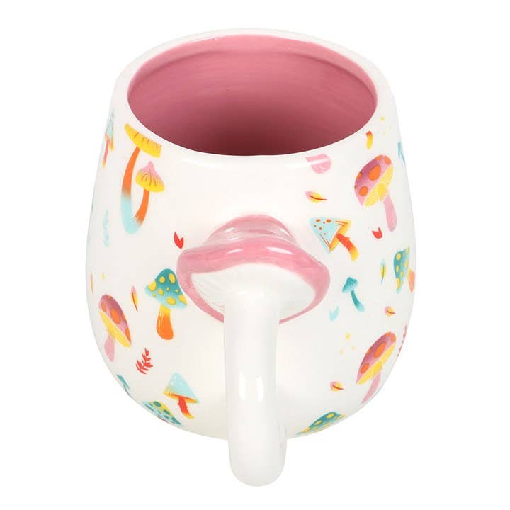 Funky Fungi Print Mug with Mushroom Handle