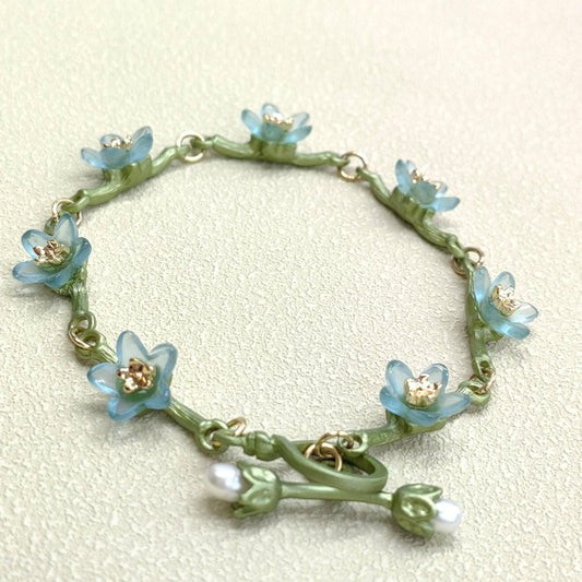 Vintage Forget-me-not Flower Linked Bracelet