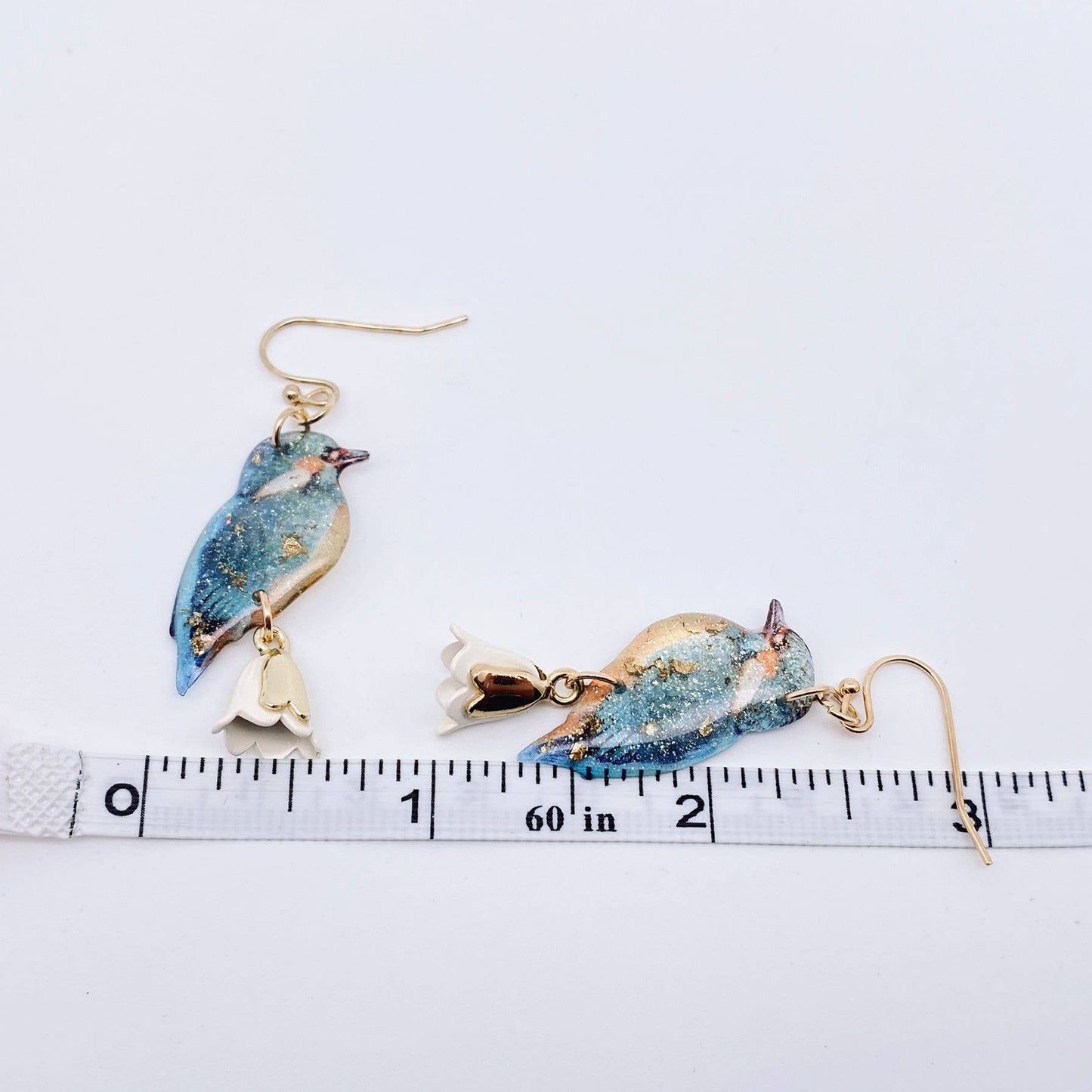 Resin Bird Charm Dangle Earrings