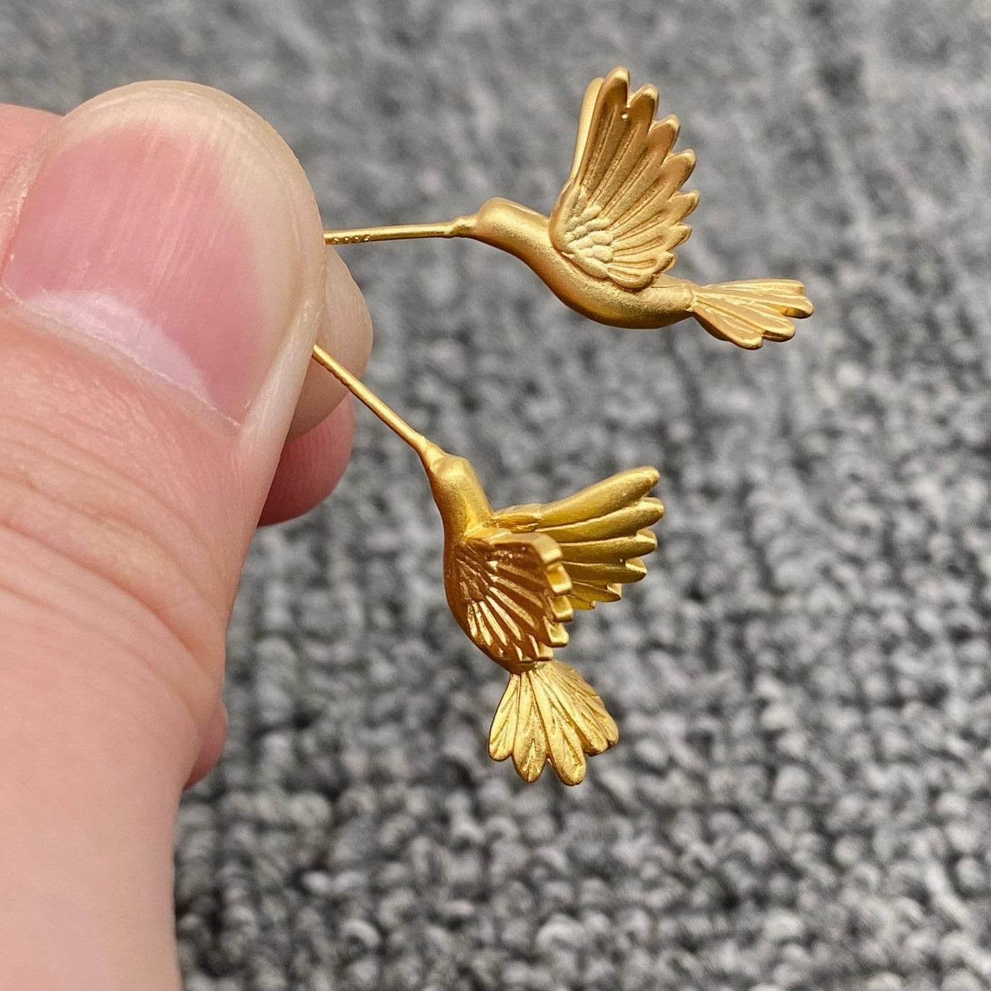 18K Gold Plated Hummingbird Ear Studs